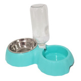 Comedouro Inox Bebedouro Automático P/ Cães De Pequeno Porte Cor Verde-agua