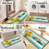 Boilopp Home Juego De 2 Alfombras De Cocina Color Verde Azul