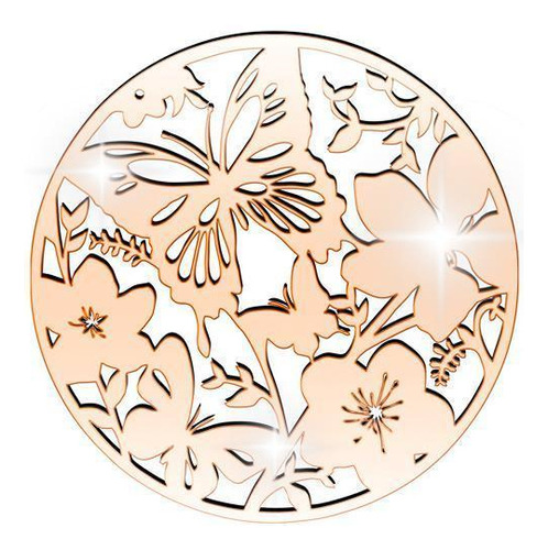 Acrílico Decorativo Espelhado Bronze Flores E Borboletas