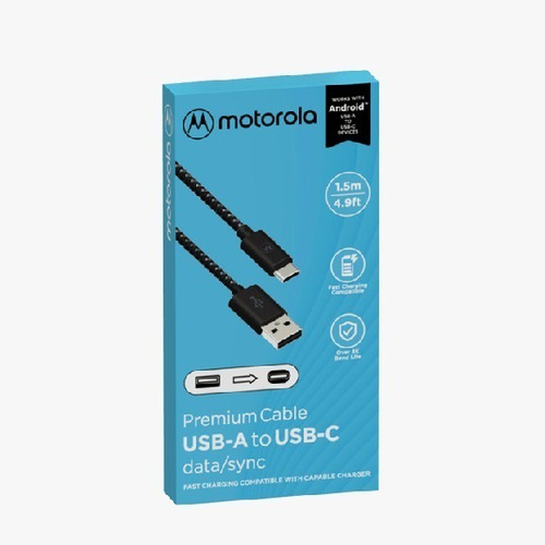 Cable De Datos Motorola Usb-c 1.5m Negro Trenzado Original