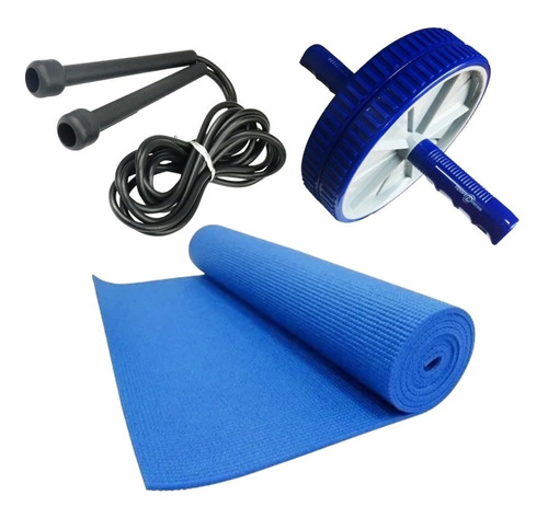 Kit Yoga Colchoneta+rueda+lazo Set Ejercicio Entrena Fitness