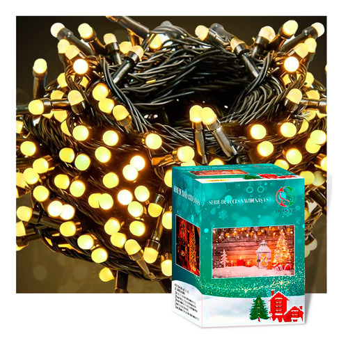 Luces Navideñas Serie Navideña Decorativa 200led 10m Foco V8 Color De Las Luces Blanco Cálido