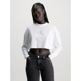 Playera Calvin Klein Cropped Mujer Blanco