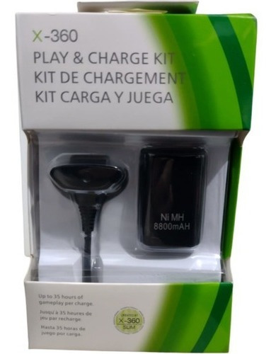 Kit Carga Y Juega Batería Recargable Xbox 360 35h 4800mah 