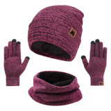 Mysuntown Gorro Mujer, Conjunto Bufanda Y Guantes Color Rojo