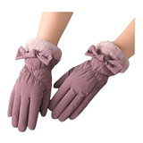 Guantes Mujer Invernal Impermeable Afelpado Térmico Y Moño