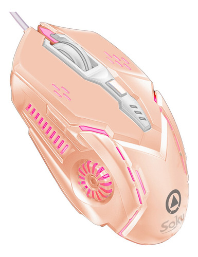 Soku Raton Mouse Alambrico Top Led 6d Gamer Dpi Ajustable Color Rosa
