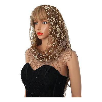 Velo De Novia Eclesiástico, Mantilla Triangular Floral | Envío gratis