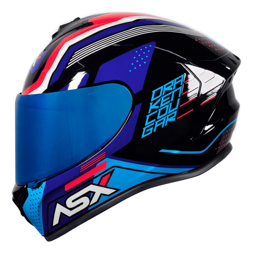 Capacete Asx  Draken Vector Azul Wind  + Viseira Azul