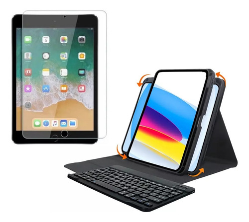 Forro Smart Case 360 + Vidrio + Teclado Para iPad 8 Gen 10.2