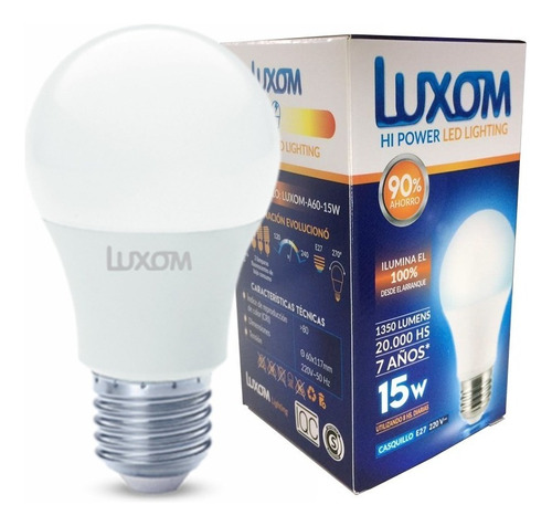 Luxom Pack X 10 Lampara Led 15w 16w Bulbo Foco E27 Luz Fria Color De La Luz Blanco Frío