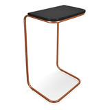 Mesa Lateral Tampo Multiuso Para Sofá Base Bronze - D'rossi Cor Preto