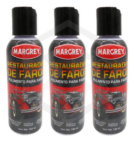 3 Restaurador Para Faros Excelente Acabado 130 Ml Margrey