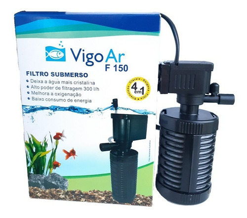 Filtro Interno Com Bomba F150 Aquario Até 50l Vigoar Oxigena Voltagem 110v