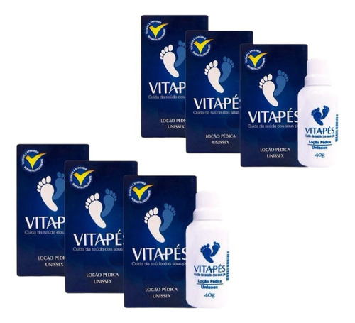 Kit 6 Loção Pédica Vitapés 40g Creme Para Rachadura Dos Pés 