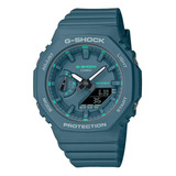 Reloj Casio Analogo-digital Gma-s2100ga-3a Para Dama E-watch Color De La Correa Verde Color Del Fondo Verde