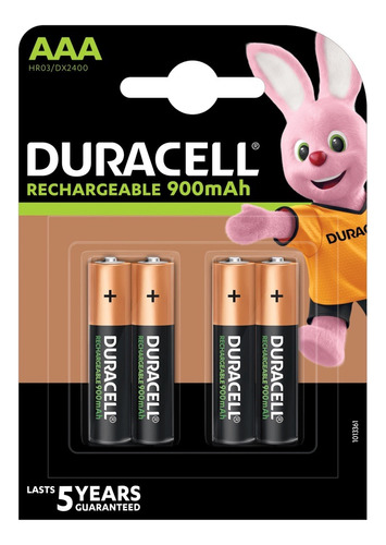 Pilas Aaa Recargables 900 Mah Pack 4 Unidades Duracell