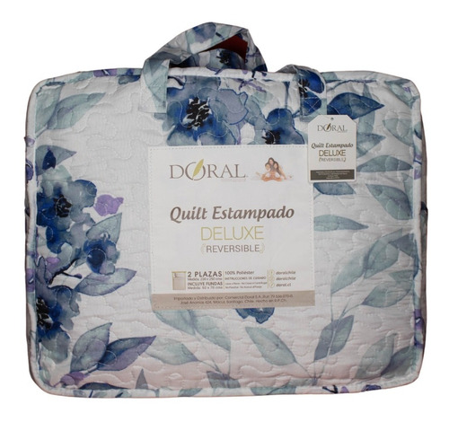 Quilt 2 Plazas Estampado Deluxe Reversible Doral D2