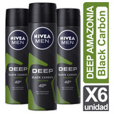 Desodorante Nivea Men Deep Black Amazonia Pack De 6 Unidades