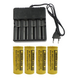 4 Baterias  26650 13800mah 4,2v Lanterna Tática + Carregador