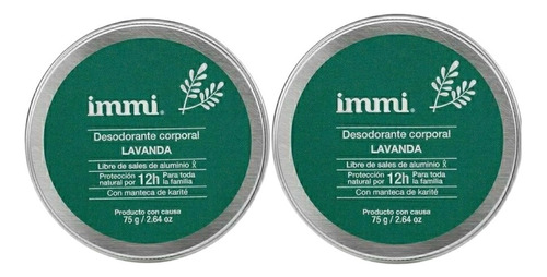 2 Pz Immi Desodorante Natural Lavanda Niaouli Mujer Hombre 