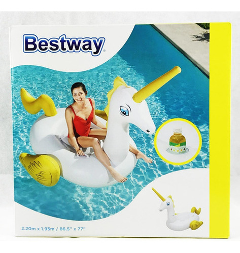 Inflable Unicornio Pileta Posa Vaso Bestway 41107 220x195 Cm