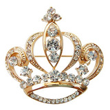 Navachi 18k Chapado En Oro Blanco Crystal Royal Crown Az7655