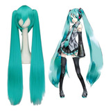 Peluca Cosplay Hatsune Miku Doble Cola De Caballo Peluca N