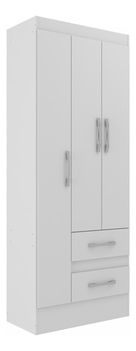 Guarda-roupa Solteiro Nobre 3 Portas 2 Gavetas  Cor Branco