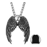 Collar Hombre Premium Alas De Ángel Nórdico Vikingo Acero