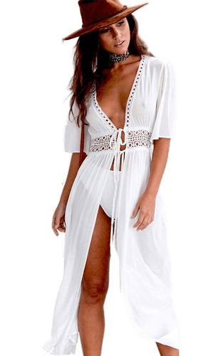 Vestido Largo Playero Para Mujer, Túnica De Pareo Con