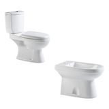 Inodoro Largo Con Deposito Y Bidet 1 Agujero Garda Combo