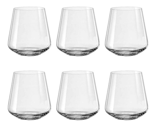 6 Copas De Vino Tinto Crystal 400 Ml Sandra Bohemia Line