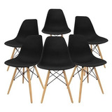 Silla De Comedor Kevell Mobel Eames Moderna Minimalista, Estructura Color Negro, 6 Unidades