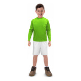 Camisa Longa Infantil Moda Praia Uv 50 Térmica Verde Neon