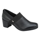 Zapatilla Flexi Cerrado Mujer Casual Piel Tacón Ancho Negro