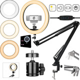 Luz Led Ring Light Iluminador Suporte De Mesa Webcam Estúdio