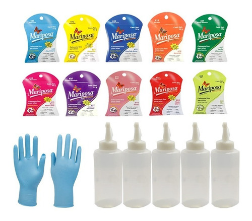 Kit P/ Diseño Tie Dye - Colorantes Botellas Ligas Y Guantes