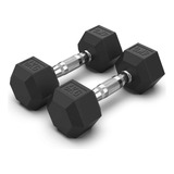 Dumbbell Sextavado Cromado Emborrachado 6kg Par