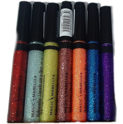 Delineadores De Colores Glitter Con Brillo Gamas, Set Marcas