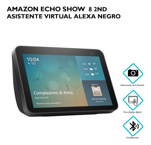 Amazon Echo Show 8 2nd Gen Asistente Virtual Alexa Negro 