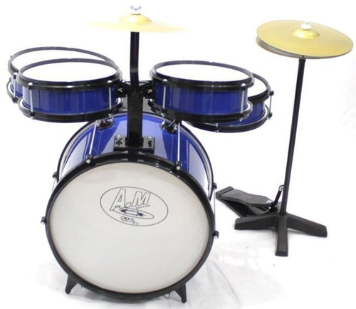 Bateria Infantil Profissional Rock Baby Azul Com Chimbal