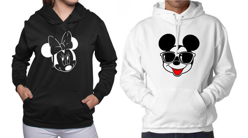 Buzo Buso Saco Hoodie Negro Pareja Minnie Y Mickey Enamorado