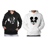 Buzo Buso Saco Hoodie Negro Pareja Minnie Y Mickey Enamorado