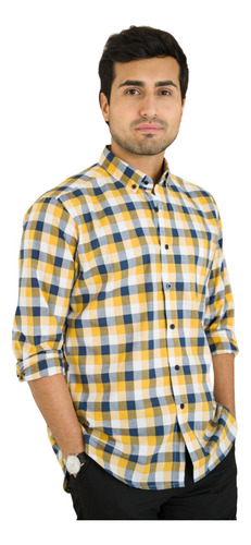 Camisa Cuadros Hombre Slim Fit - As Mostaza 