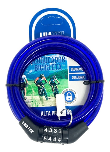Corrente Cadeado Segurança Bicicleta Estepe Bike Senha 1,20m Cor Azul