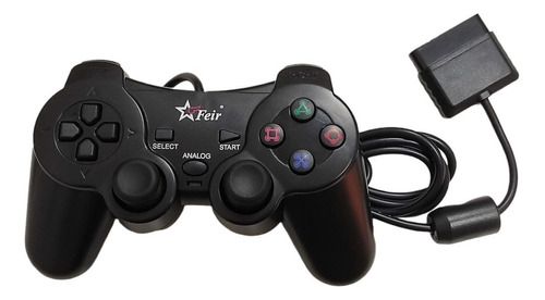Controle Compatível Playstation 2 Ps2 Feir Preto Fr-211 