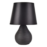 Velador De Mesa Cuzco Negro Ceramica Led Deco Moderno Cie