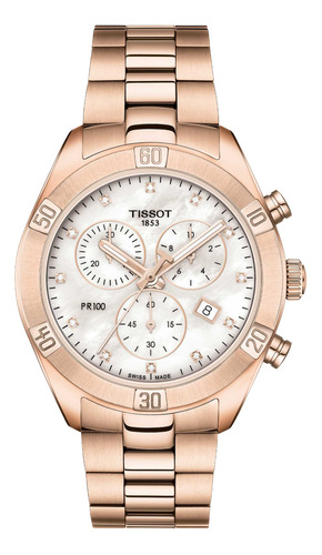 Reloj Tissot Pr100 Sport Chic Crono Oro Rosa