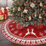 Ourwarm Falda Del Arbol De Navidad, 48 Pulgadas Rojo De P...